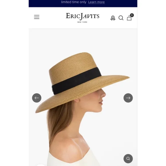 NWT Eric Javits Daphne Fedora Hat One Size Natural/Black - Picture 3 of 11